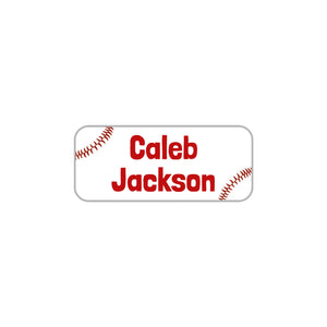 extra small rectangle labels for kids baseball red