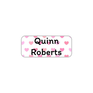 extra small clothing labels for kids in hearts pink