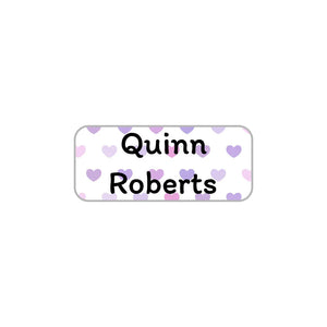 extra small clothing labels for kids in hearts purple