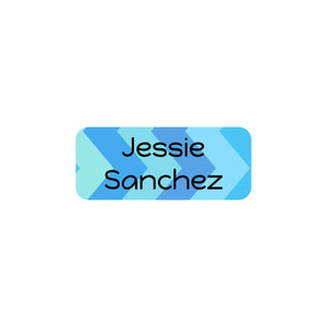 mini stick-on clothing labels for kids in zig zag blue