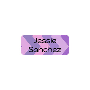 mini stick-on clothing labels for kids in zig zag purple