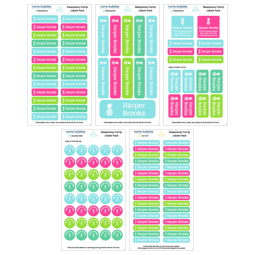 Custom Sleepaway Camp Labels Pack
