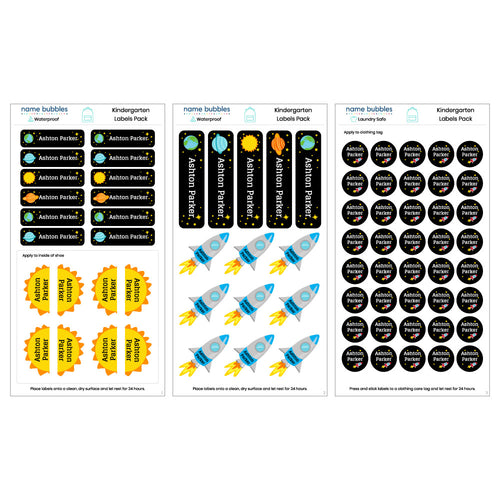 Kindergarten Labels: Space Labels For School | Name Bubbles