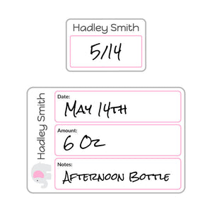 elephant white baby pink baby bottle labels