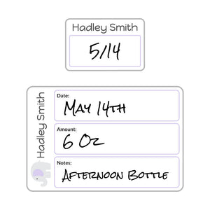 elephant white baby purple baby bottle labels