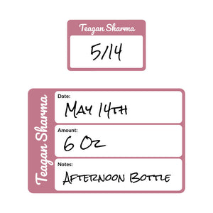 baby bottle date write-on labels dusty rose