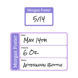 baby bottle date write-on labels solid border violet