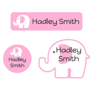 elephant baby pink baby labels pack