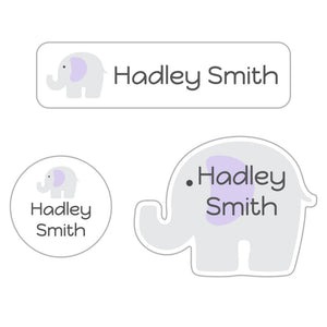 elephant white baby purple baby labels pack
