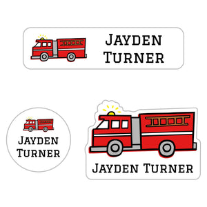 fire truck baby labels pack