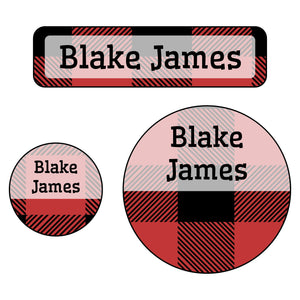 baby labels pack flannel red