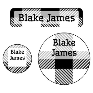 baby labels pack flannel white