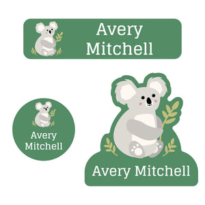 baby labels pack koala eucalyptus green