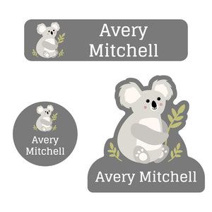 baby labels pack koala gray