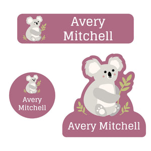 baby labels pack koala magenta