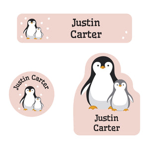 baby labels pack with a pair of penguins
