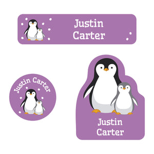baby labels pack with a pair of penguins