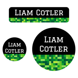baby labels pack pixels green