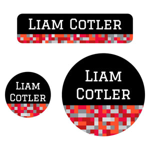 baby labels pack pixels red gray
