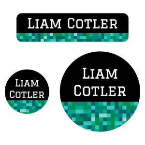 baby labels pack pixels turquoise
