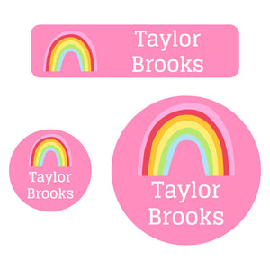 baby labels pack rainbows pink