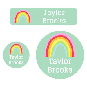 baby labels pack rainbows turquoise