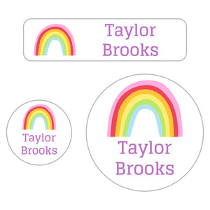 baby labels pack rainbows white lavender