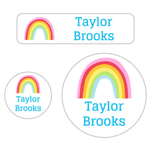 baby labels pack rainbows white sky blue