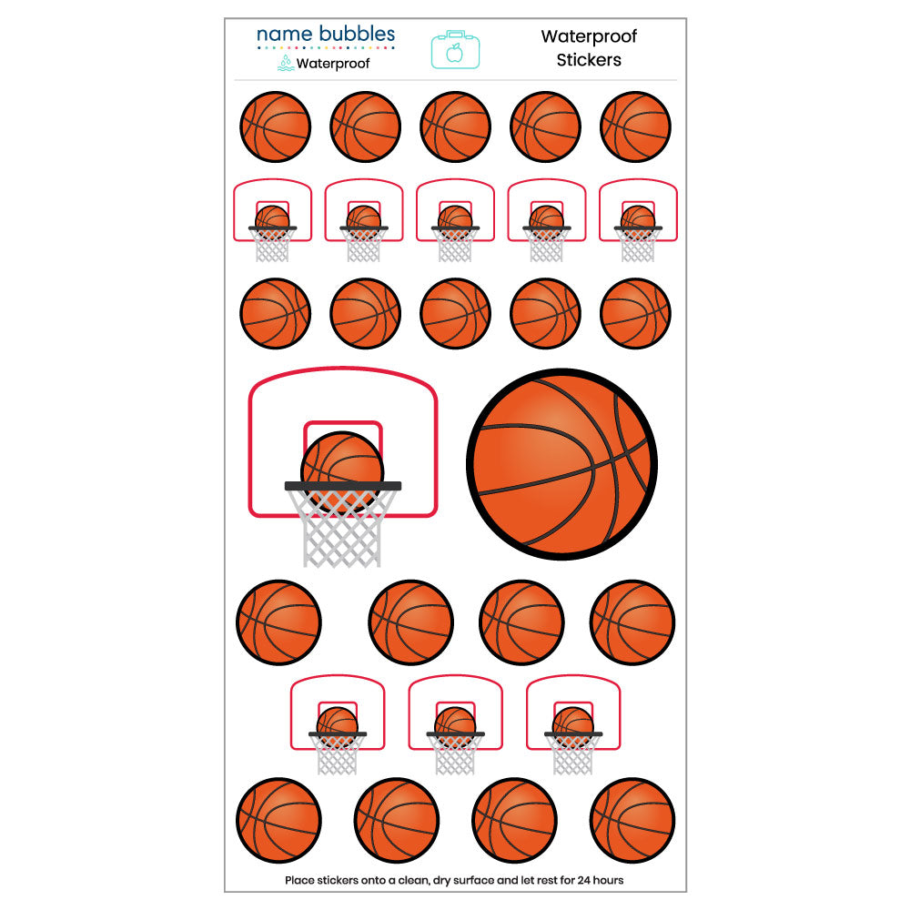 basketball-waterproof-stickers-name-bubbles for Free Printable Basketball Water Bottle Labels Basketball Waterproof Stickers | Name Bubbles for Free Printable Basketball Water Bottle Labels