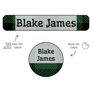 flannel green camp clothing labels pack