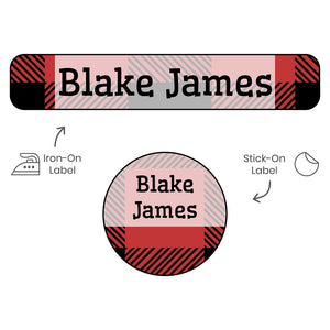 flannel red camp clothing labels pack