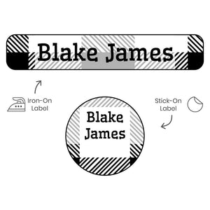 flannel white camp clothing labels pack