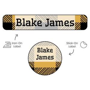 flannel yellow camp clothing labels pack