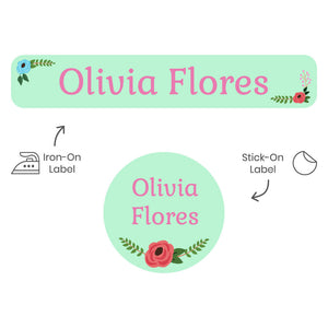 camp clothing labels pack floral mint