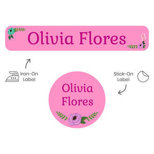 camp clothing labels pack floral pink
