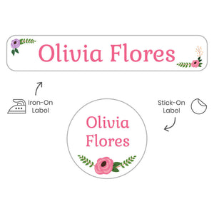 camp clothing labels pack floral white