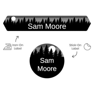 forest sky gray camp clothing labels pack