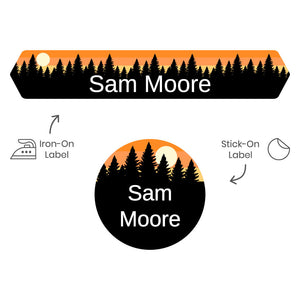 forest sky orange camp clothing labels pack