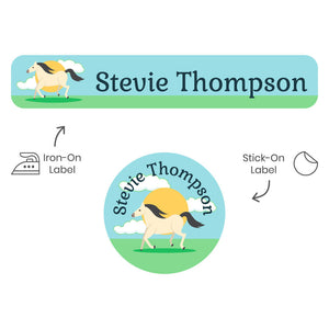 horse sunrise stallion camp clothing labels pack
