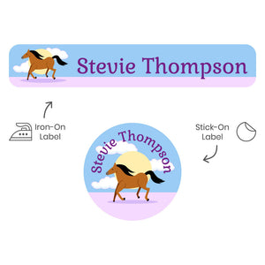 horse sunset stallion camp clothing labels pack