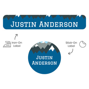 mountain top blue camp clothing labels pack