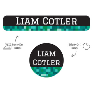 camp clothing labels pack pixels turquoise