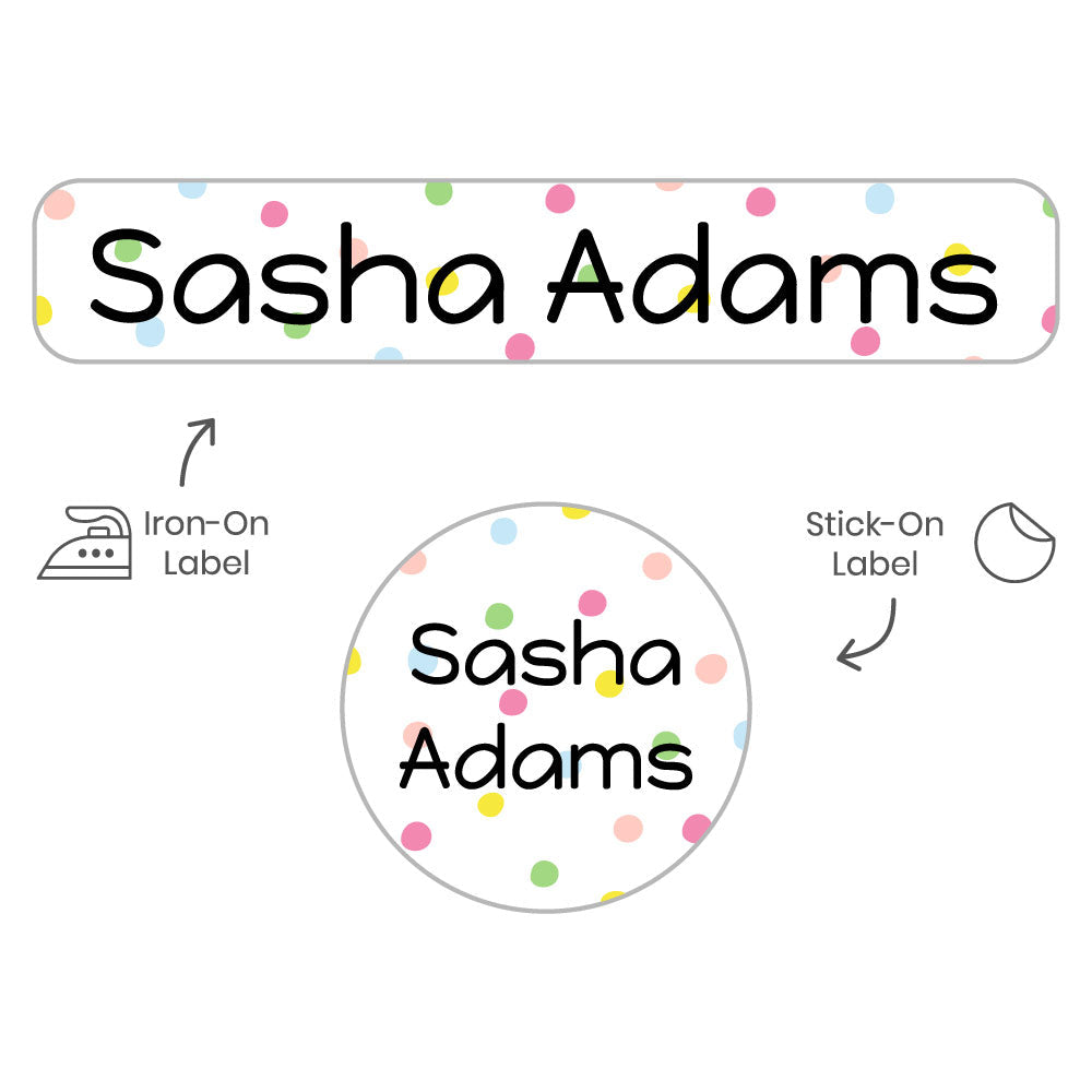 Custom, Round, Stick On Clothing Name Labels