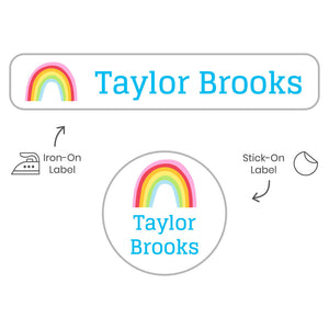 rainbows white sky blue camp clothing labels pack