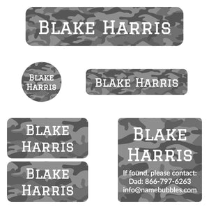 camo camp labels pack