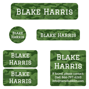 camo camp labels pack
