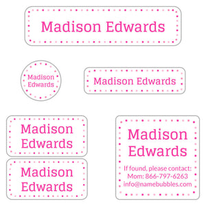 camp labels pack dots powderpuff pink