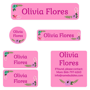 camp labels pack floral pink