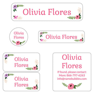 camp labels pack floral white