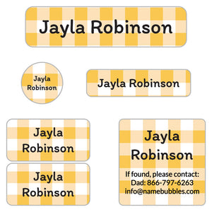 gingham camp labels pack